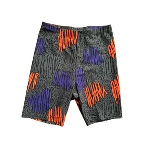 Vintage 80s 90s Insport Grey Neon Abstract Brushstroke Bike Shorts Medium